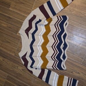 Full Circle Trends Patterned Cropped Sweater - Multicolor Size Large